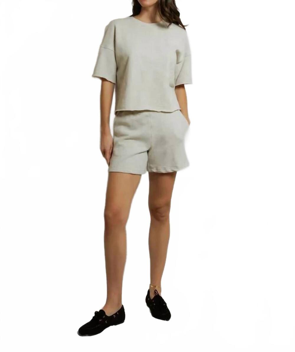 NEW PERFECTWHITETEE ezra dry french terry short sleeve sweatshirt in oatmeal